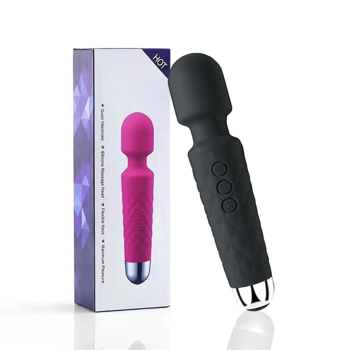 GENERICO - Microfono Vibrador Hitachi 20 Frecuencias Negro