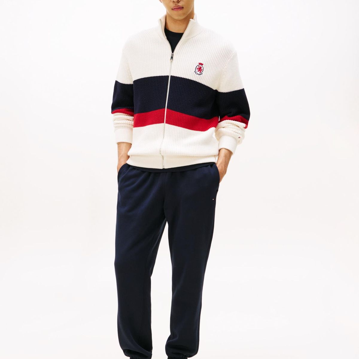 TOMMY HILFIGER - Joggers azul de felpa con bajos elásticos Tommy Hilfiger