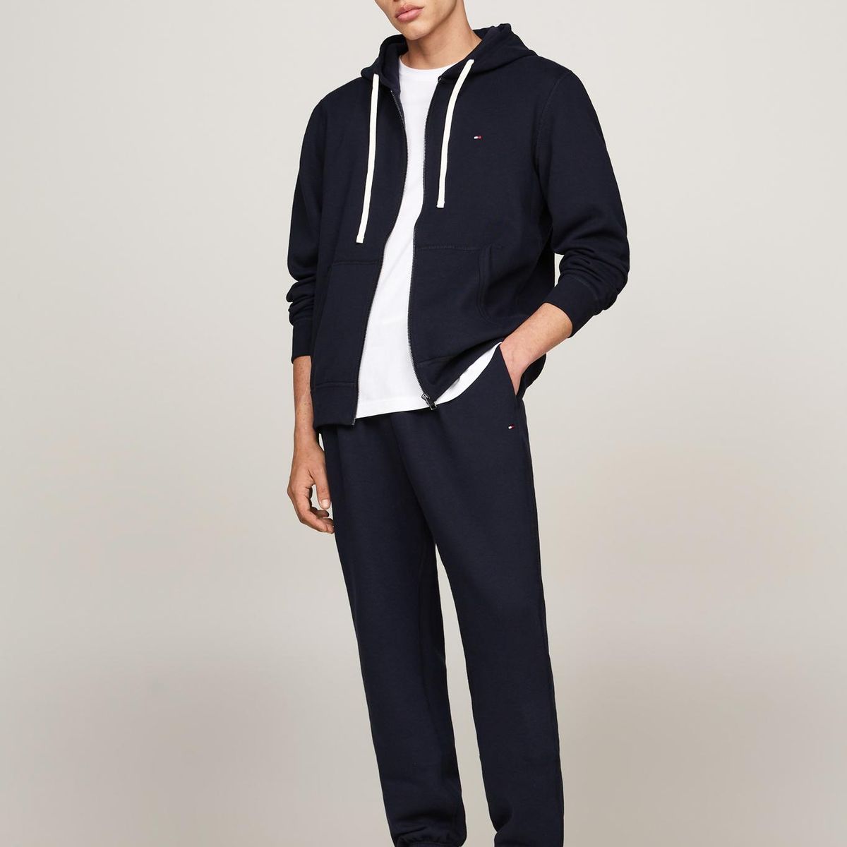 TOMMY HILFIGER - Joggers azul de felpa con bajos elásticos Tommy Hilfiger