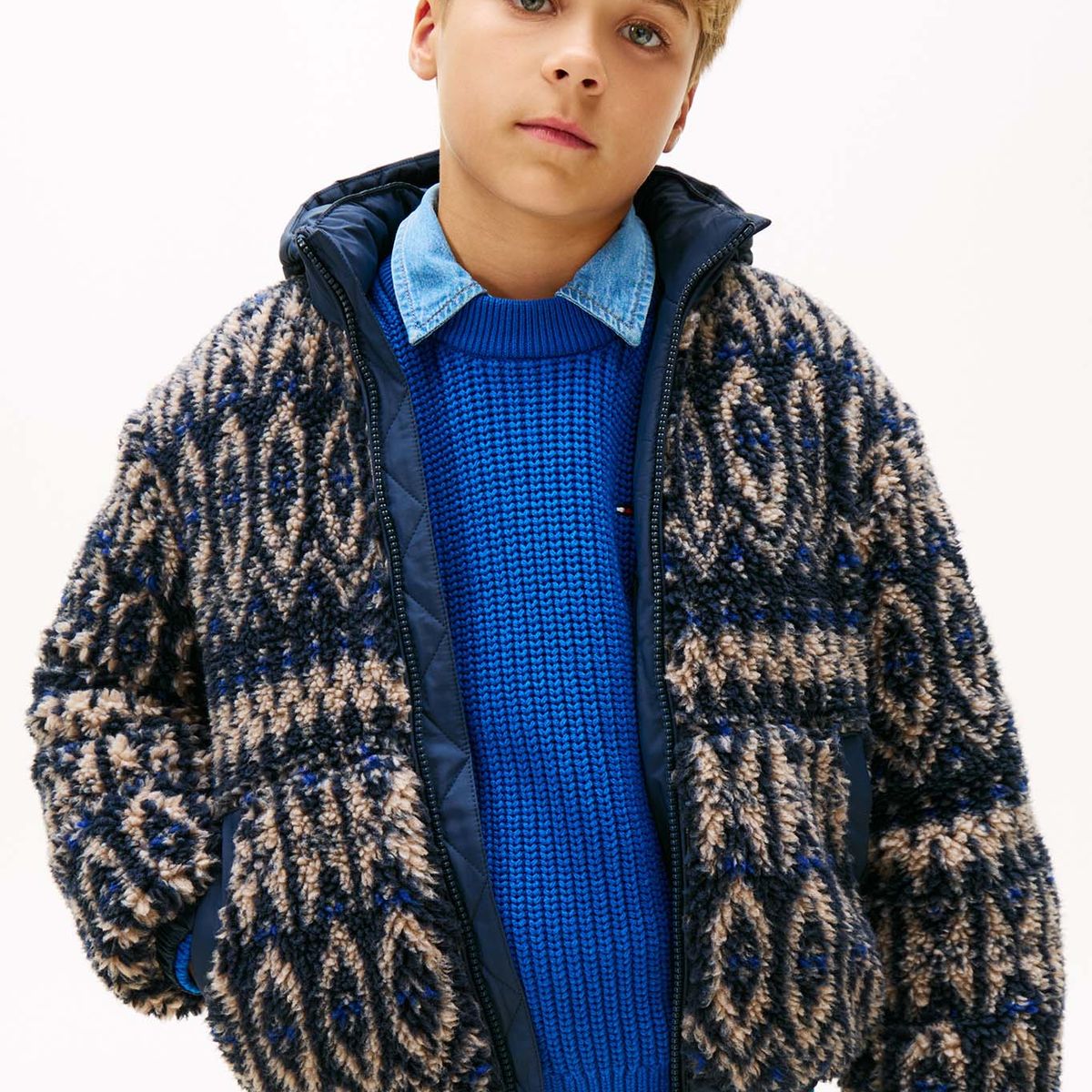 TOMMY HILFIGER - Chaqueta multicolor teddy con logo engomado Tommy Hilfiger