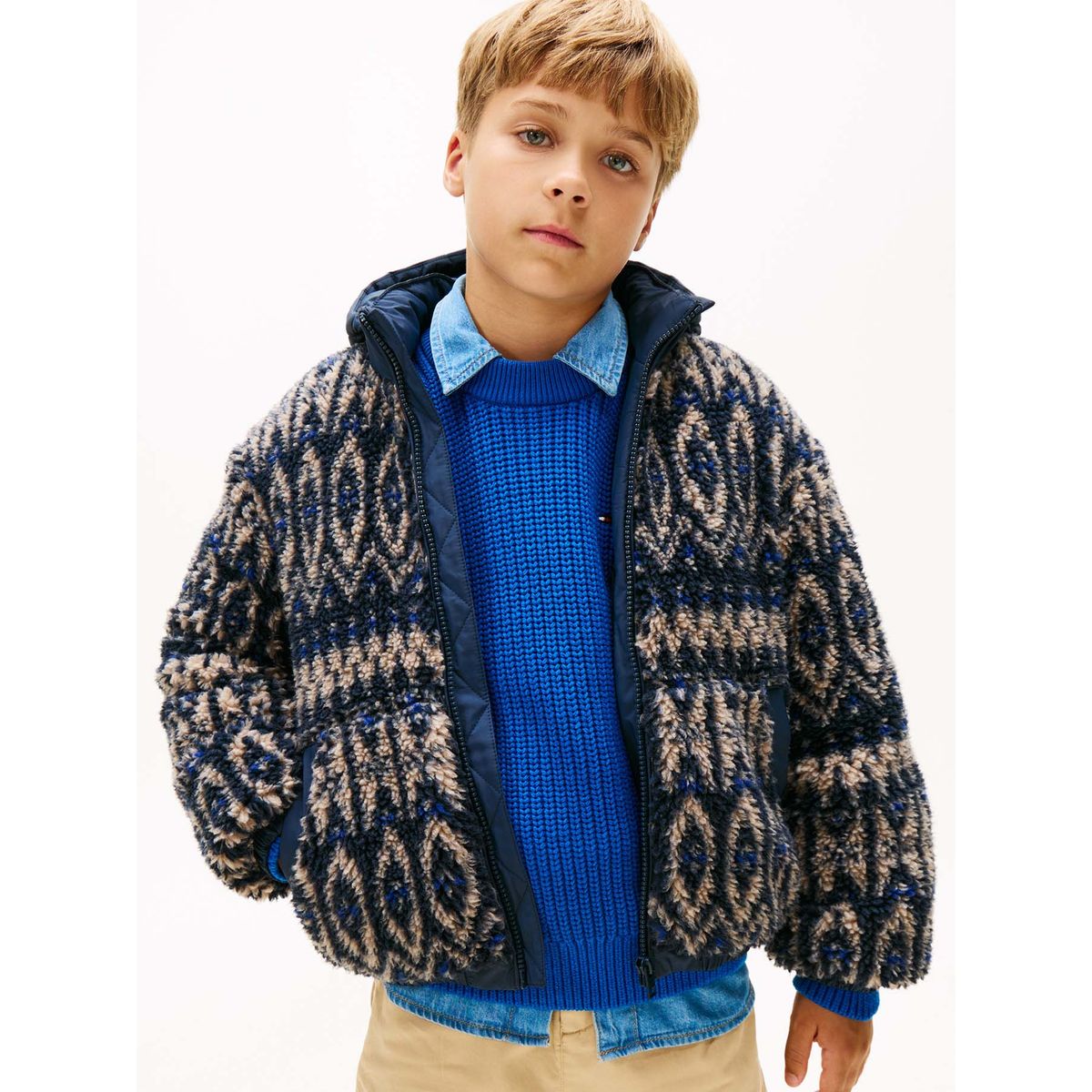 TOMMY HILFIGER - Chaqueta multicolor teddy con logo engomado Tommy Hilfiger