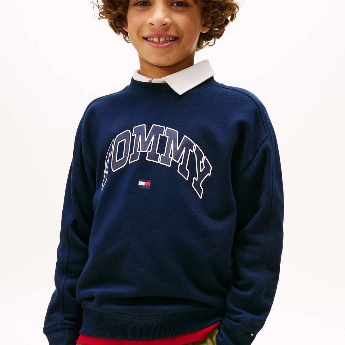 TOMMY HILFIGER - Saco azul de cuello redondo con logo Tommy Hilfiger