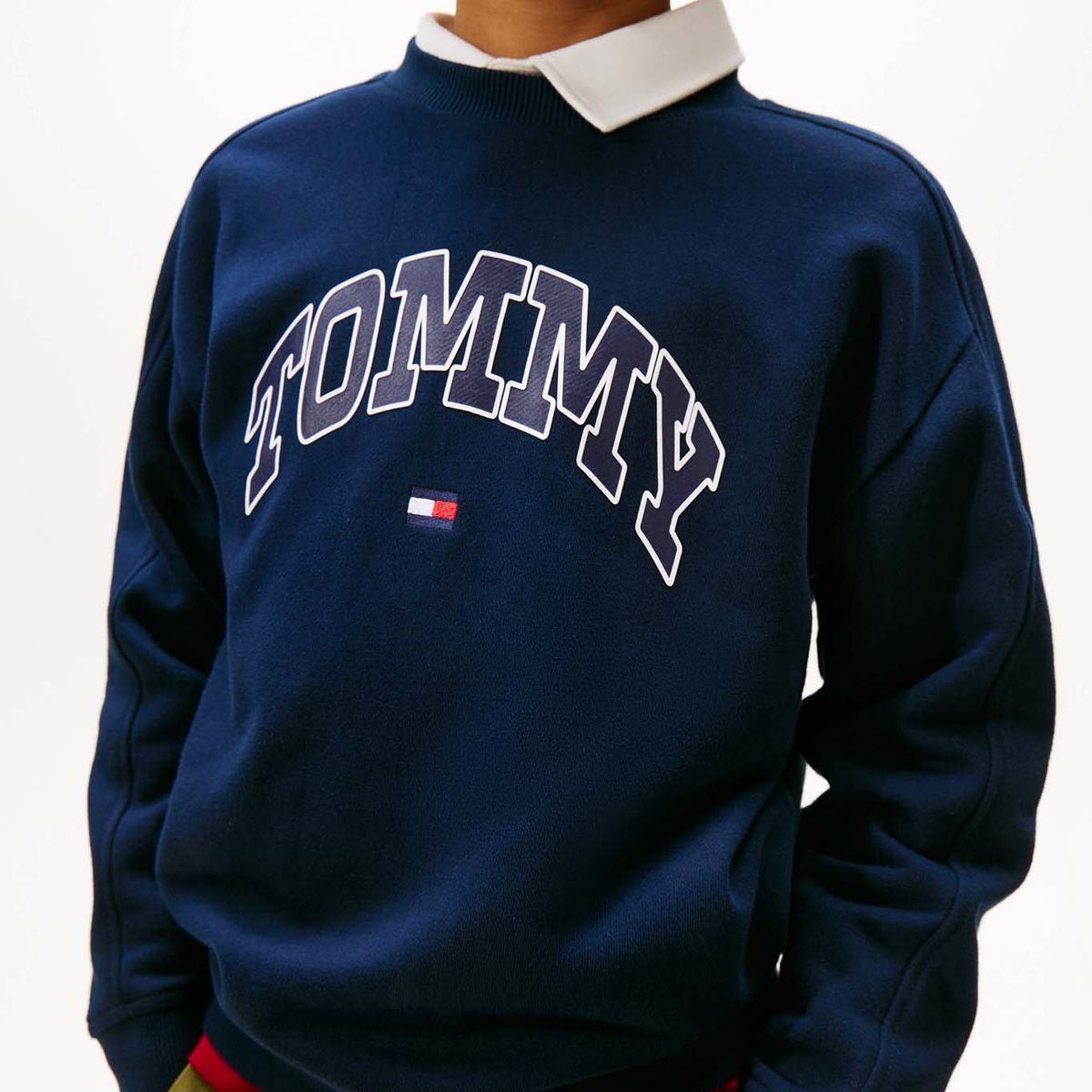 TOMMY HILFIGER - Saco azul de cuello redondo con logo Tommy Hilfiger