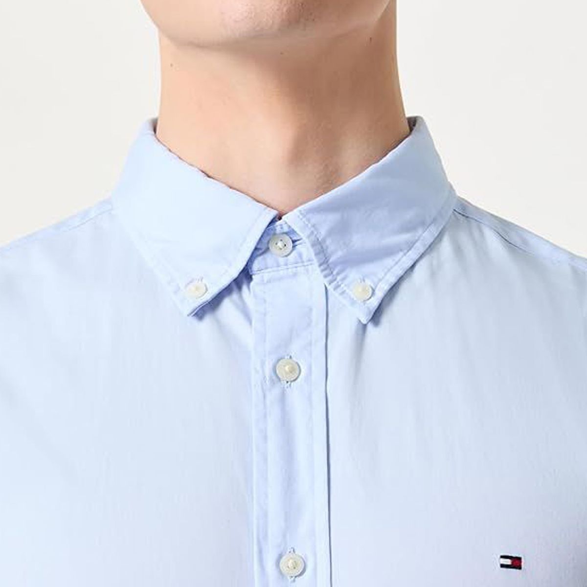 TOMMY HILFIGER - Camisa celeste Flex Poplin Tommy Hilfiger