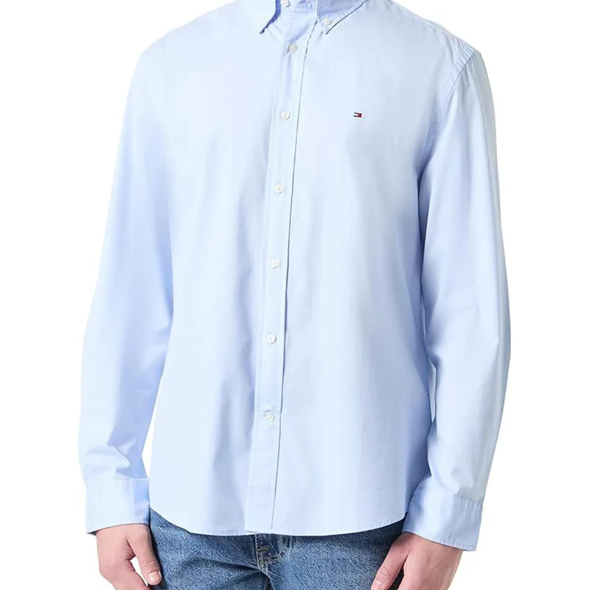 TOMMY HILFIGER - Camisa celeste Flex Poplin Tommy Hilfiger