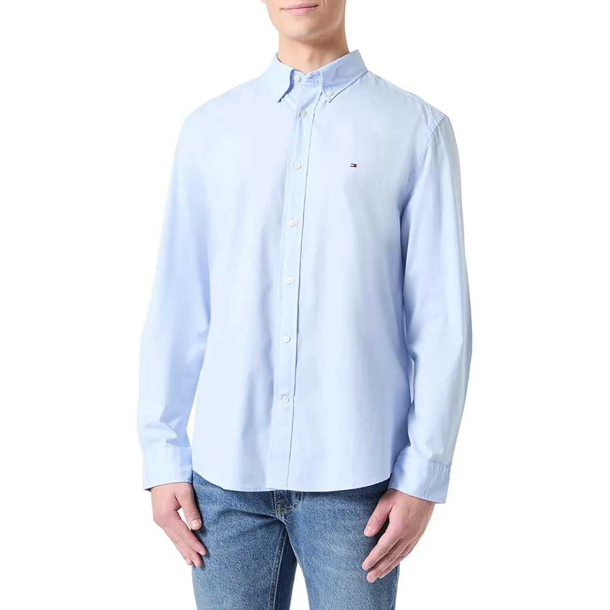 TOMMY HILFIGER - Camisa celeste Flex Poplin Tommy Hilfiger