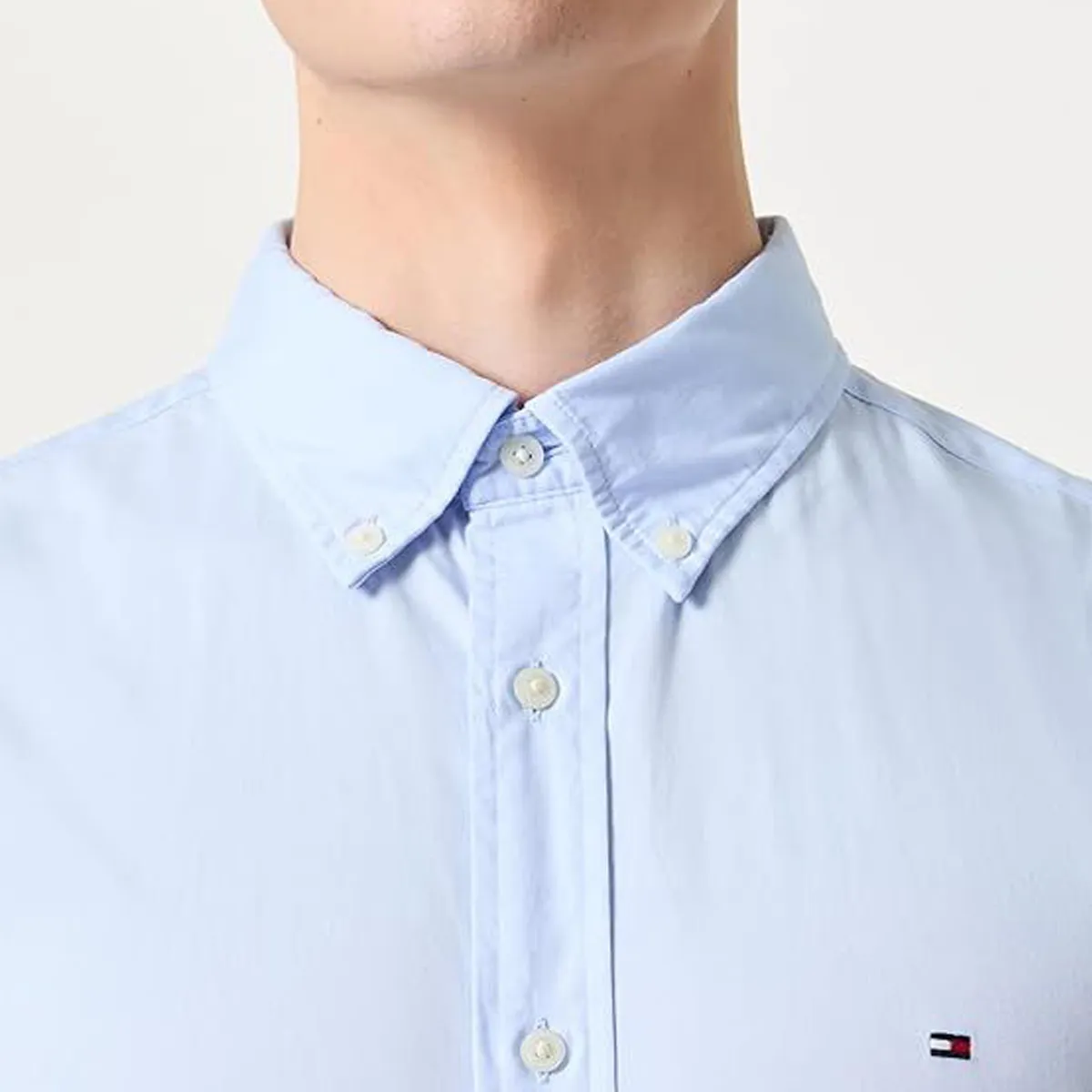TOMMY HILFIGER - Camisa celeste Flex Poplin Tommy Hilfiger