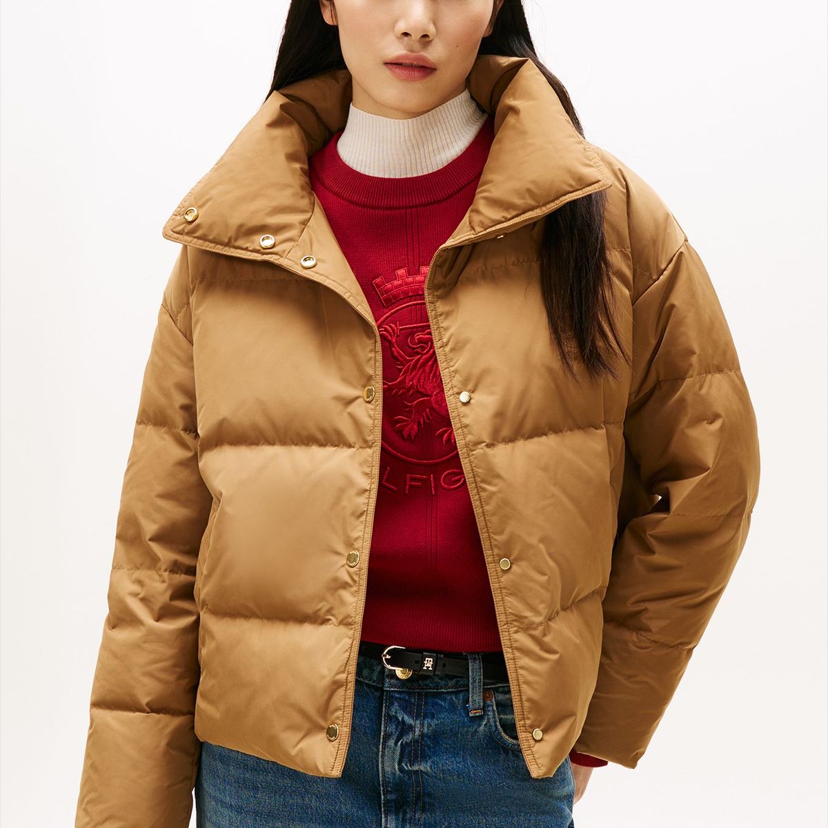 TOMMY HILFIGER - Chaqueta naranja acolchada con escudo bordado Tommy Hilfiger