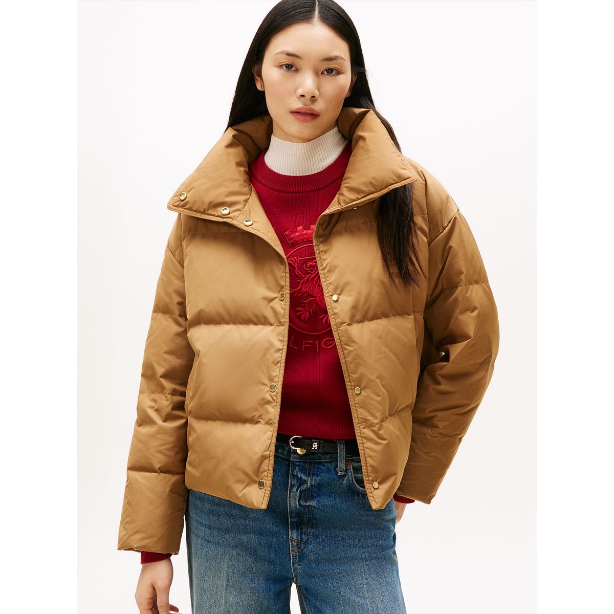 TOMMY HILFIGER - Chaqueta naranja acolchada con escudo bordado Tommy Hilfiger