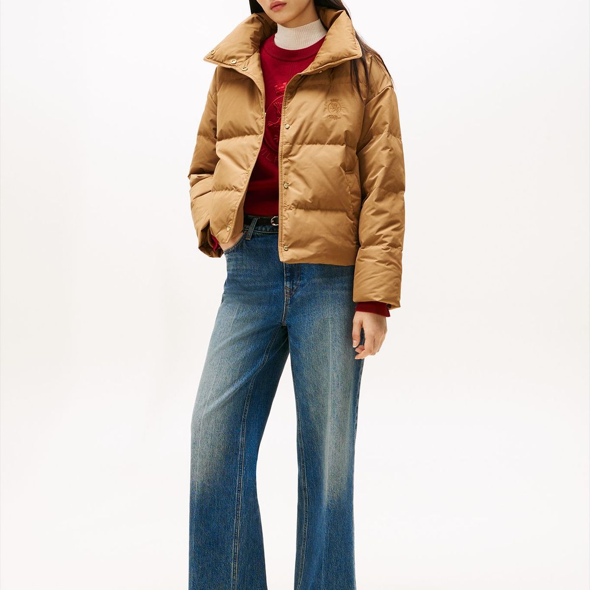 TOMMY HILFIGER - Chaqueta naranja acolchada con escudo bordado Tommy Hilfiger