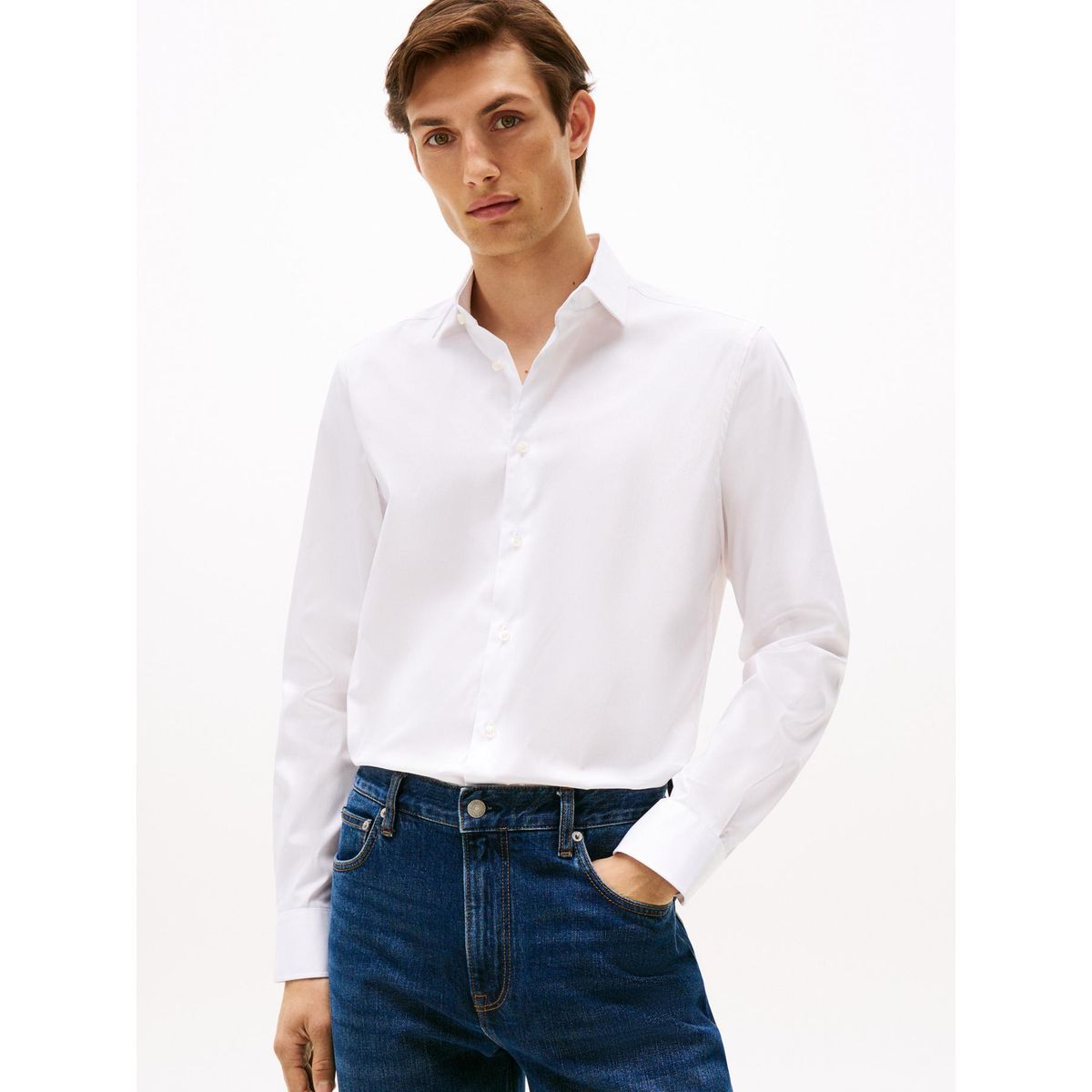 TOMMY HILFIGER - Camisa blanca Smart Casual con TH Flex Tommy Hilfiger