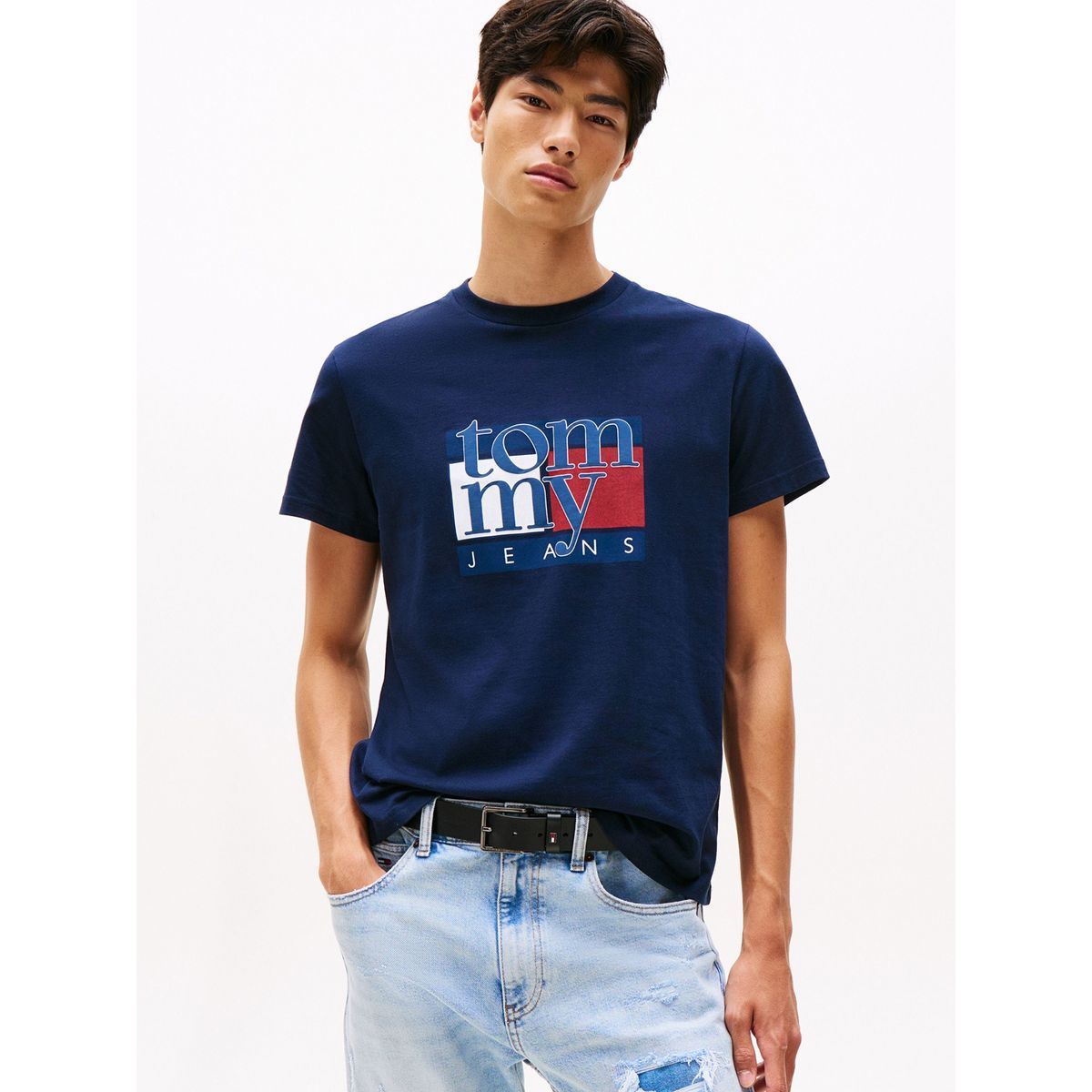 TOMMY HILFIGER - Camiseta azul slim con logo gráfico Tommy Jeans