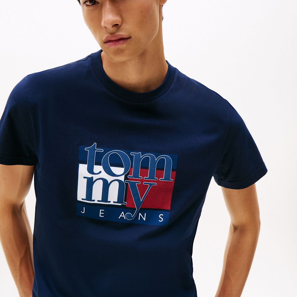 TOMMY HILFIGER - Camiseta azul slim con logo gráfico Tommy Jeans