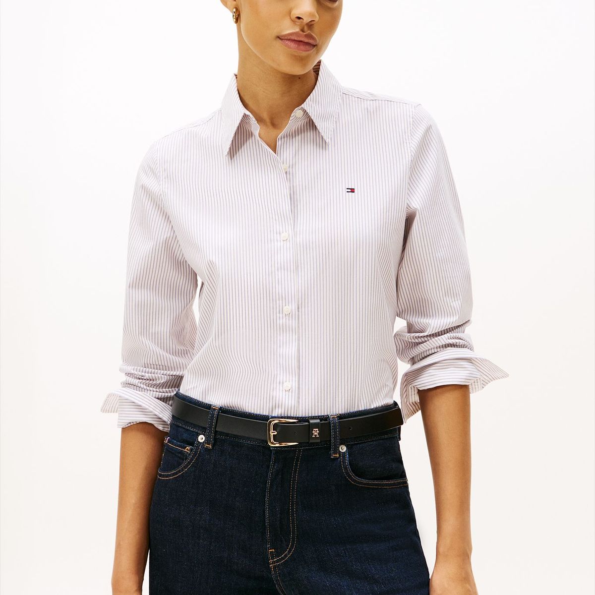 TOMMY HILFIGER - Camisa blanca a rayas de corte regular Tommy Hilfiger