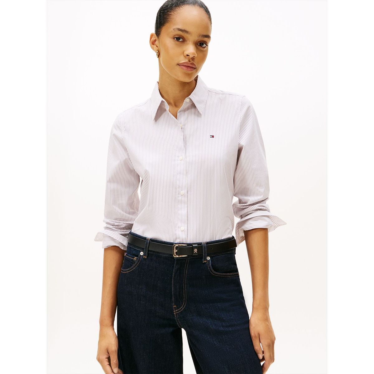 TOMMY HILFIGER - Camisa blanca a rayas de corte regular Tommy Hilfiger