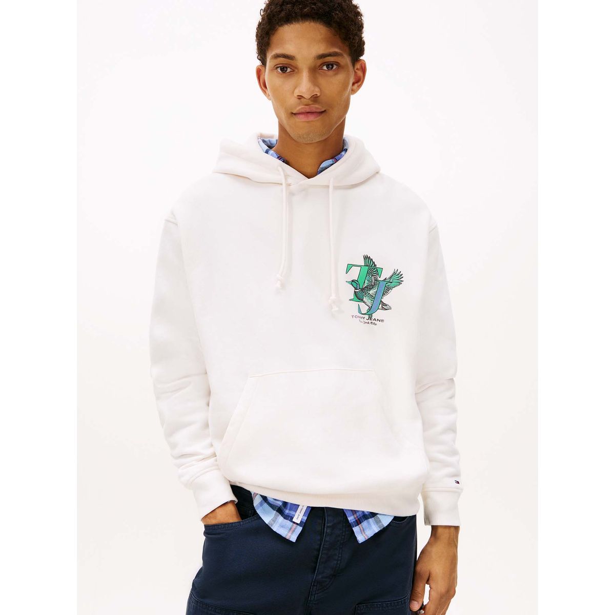 TOMMY HILFIGER - Buzo blanco con capota y logo gráfico Tommy Jeans