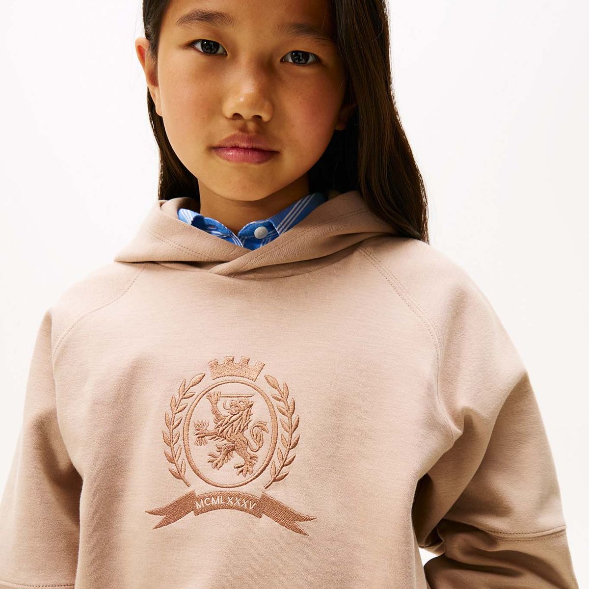 TOMMY HILFIGER - Buzo café con capota y logo tonal Tommy Hilfiger