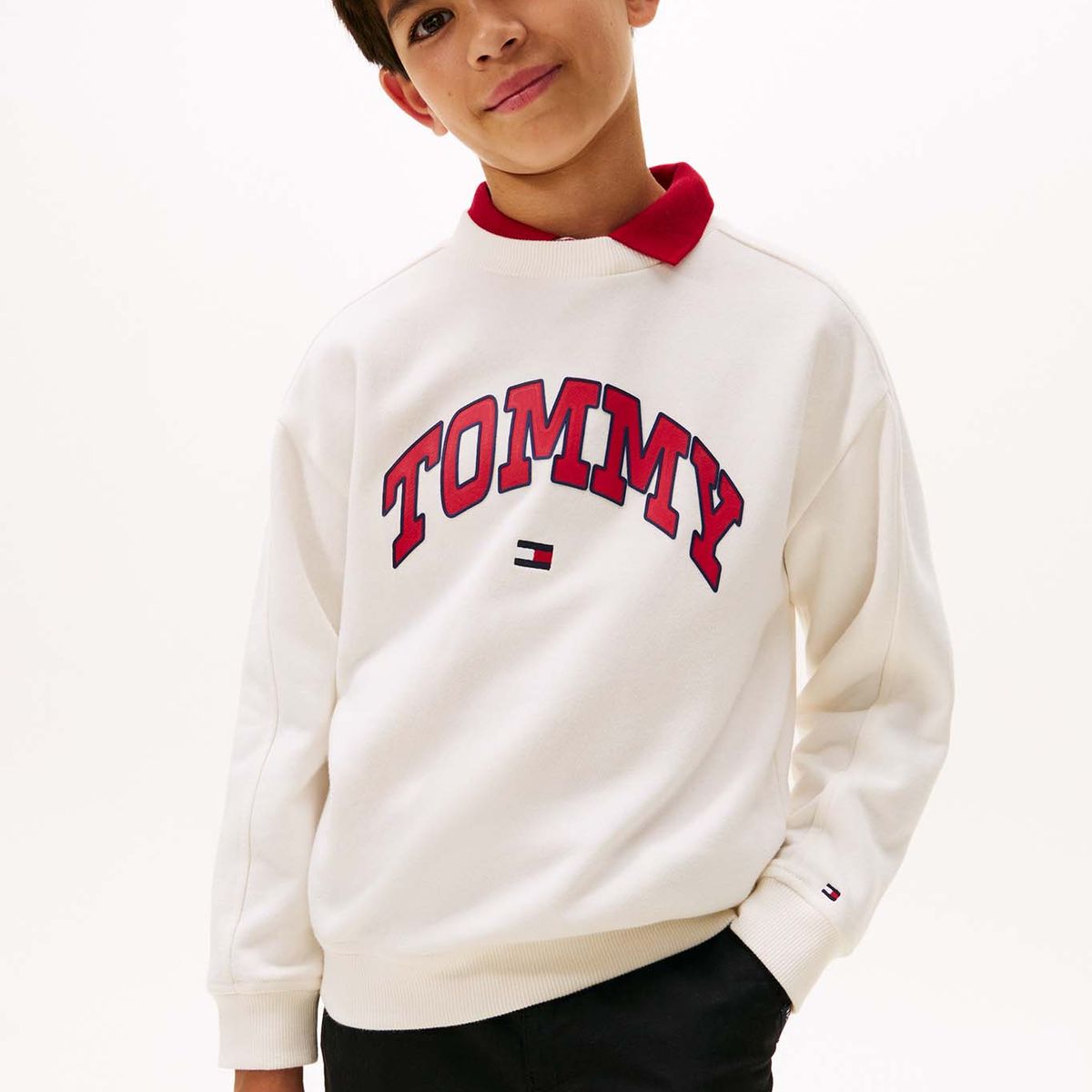 TOMMY HILFIGER - Saco blanco de cuello redondo con logo Tommy Hilfiger