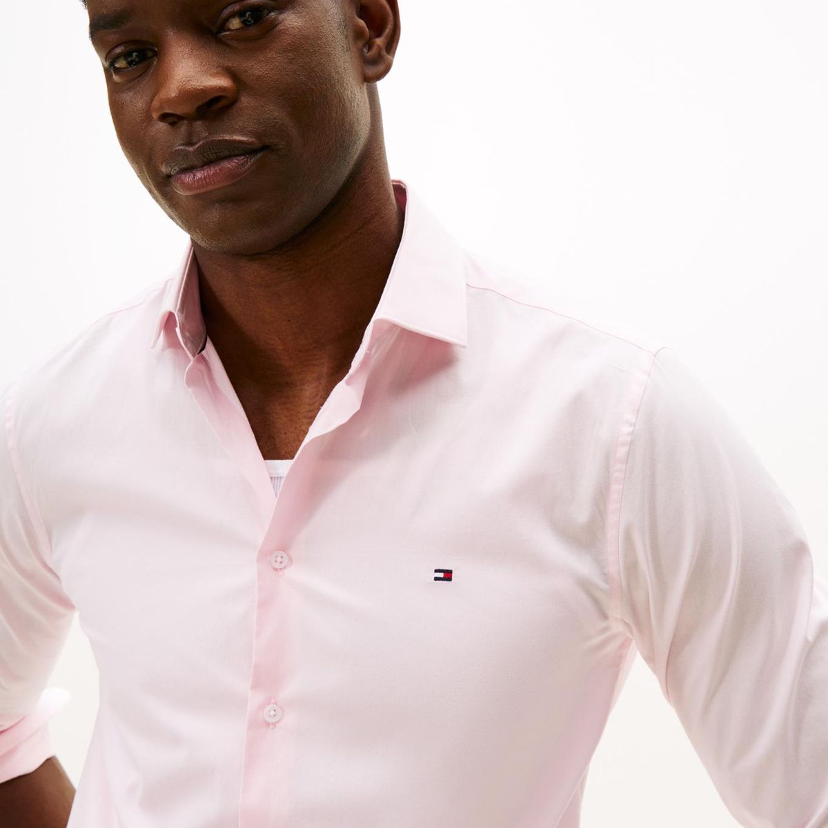 TOMMY HILFIGER - Camisa rosada flex poplin de corte slim Tommy Hilfiger