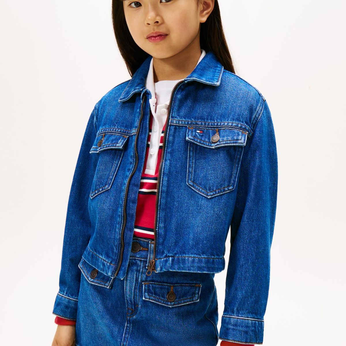 TOMMY HILFIGER - Chaqueta azul denim Trucker con cremallera Tommy Hilfiger