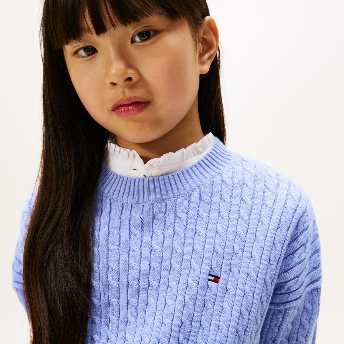 TOMMY HILFIGER - Saco celeste amplio de punto trenzado Tommy Hilfiger