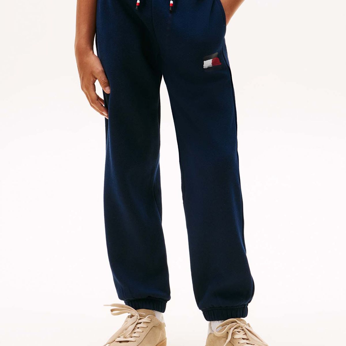 TOMMY HILFIGER - Joggers azul de corte regular con logo Tommy Hilfiger
