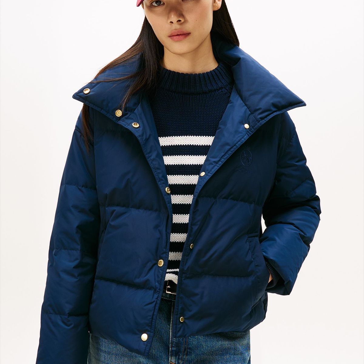 TOMMY HILFIGER - Chaqueta azul acolchada con escudo bordado Tommy Hilfiger