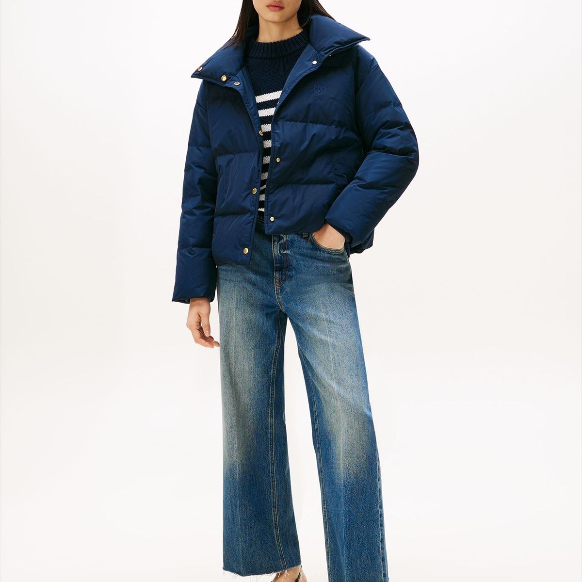 TOMMY HILFIGER - Chaqueta azul acolchada con escudo bordado Tommy Hilfiger