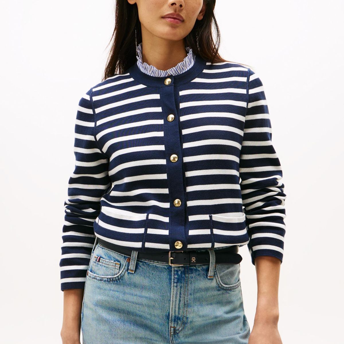 TOMMY HILFIGER - Cárdigan azul con diseño de rayas Tommy Hilfiger