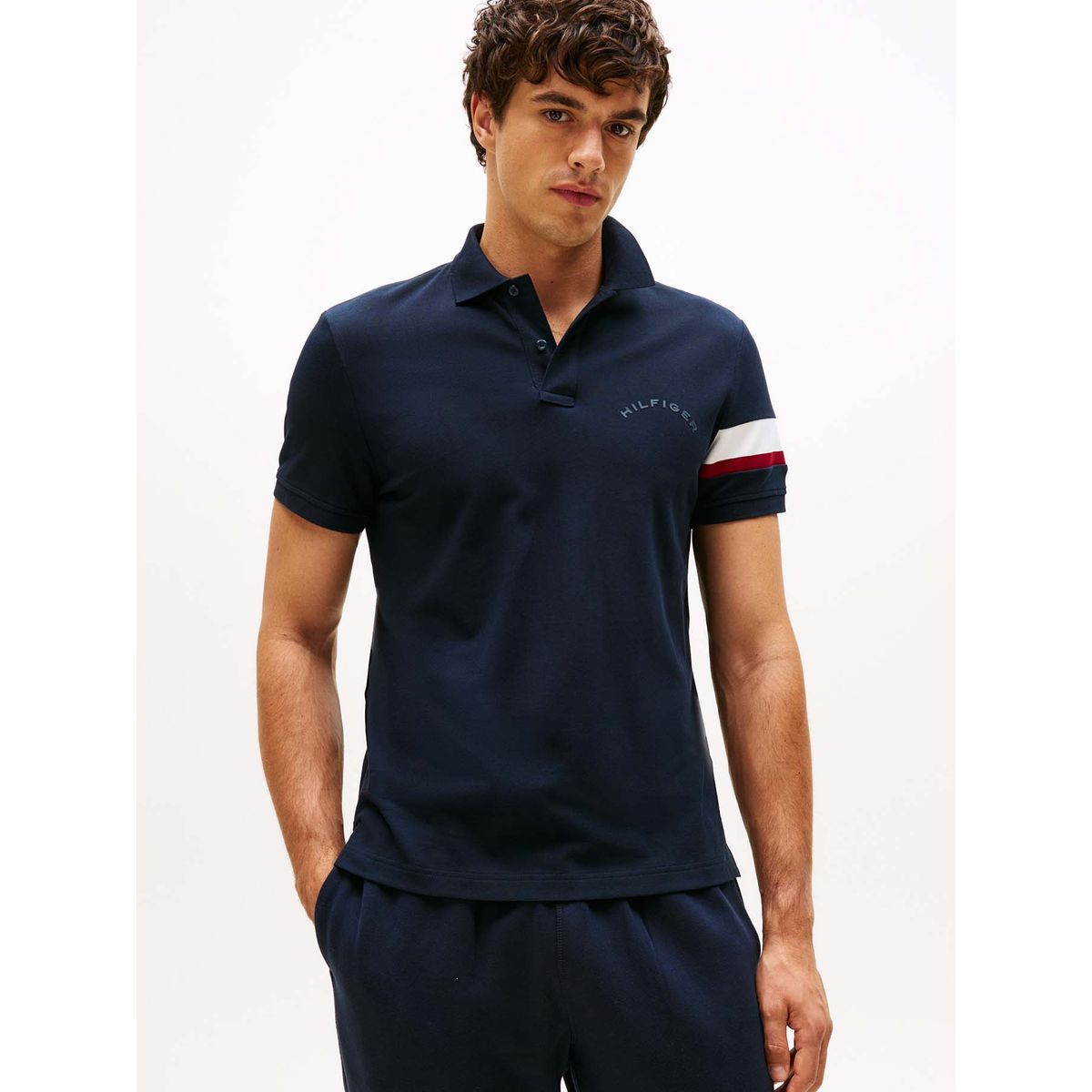 TOMMY HILFIGER - Polo azul de corte regular con detalles de cinta RWB Tommy Hilfiger