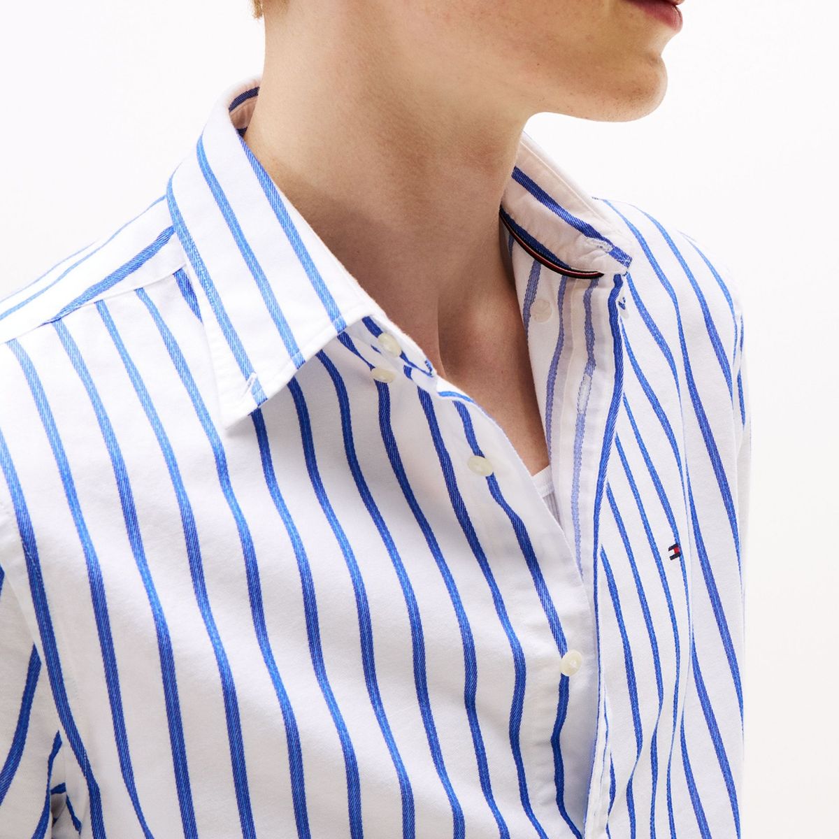 TOMMY HILFIGER - Camisa blanca de rayas de corte regular Tommy Hilfiger