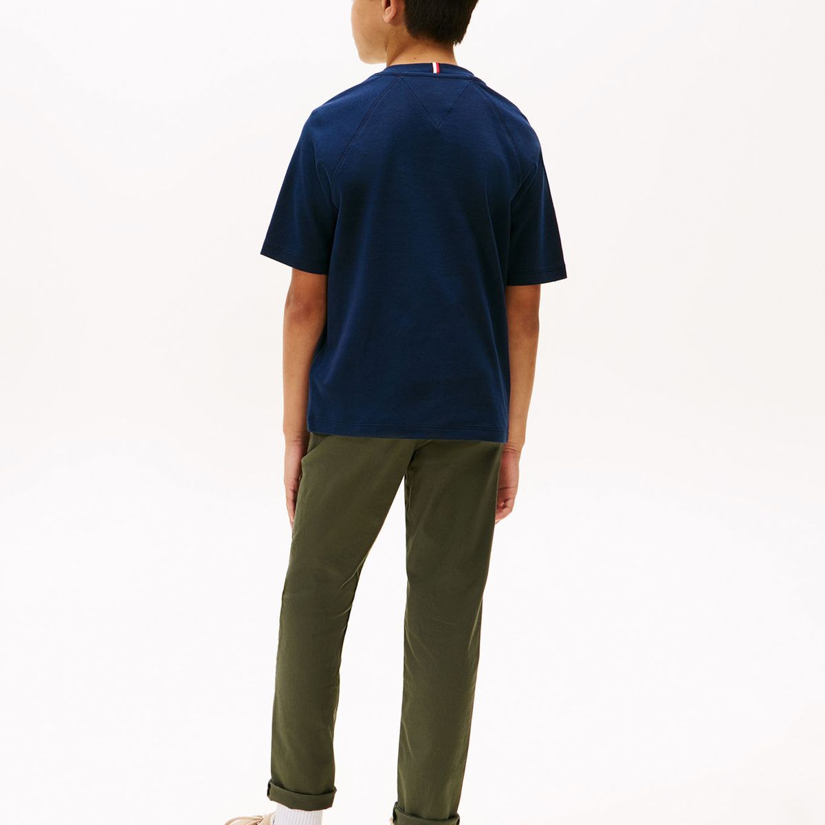 TOMMY HILFIGER - Camiseta azul de cuello redondo con escudo TH Tommy Hilfiger