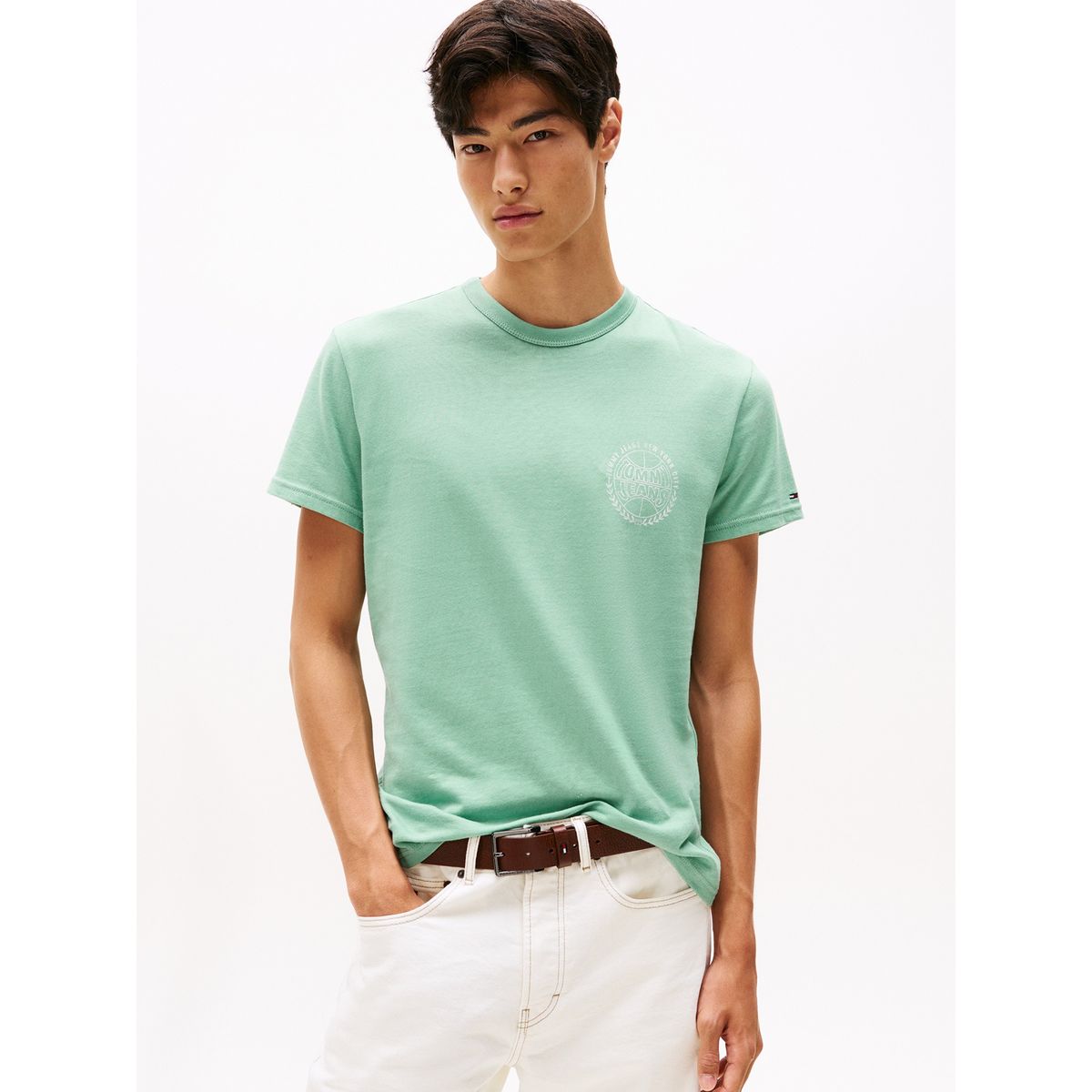 TOMMY HILFIGER - Camiseta verde claro Heritage con logo de béisbol Tommy Jeans
