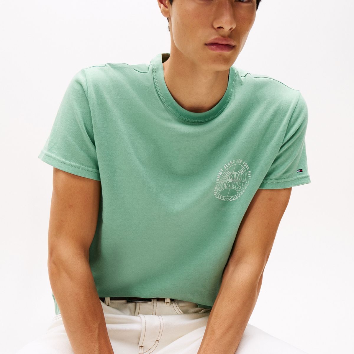 TOMMY HILFIGER - Camiseta verde claro Heritage con logo de béisbol Tommy Jeans