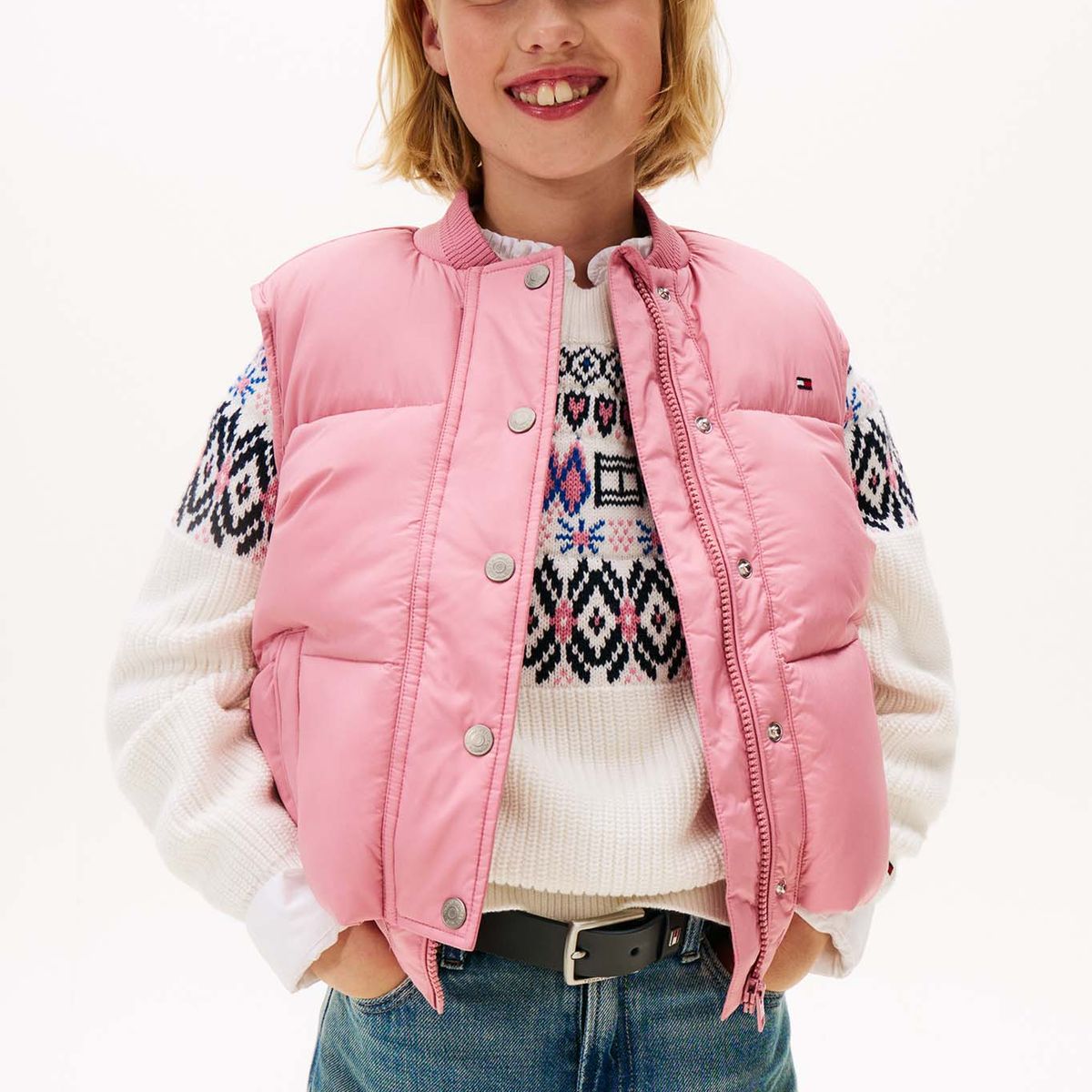 TOMMY HILFIGER - Chaleco rosado acolchado amplio de plumón Tommy Hilfiger