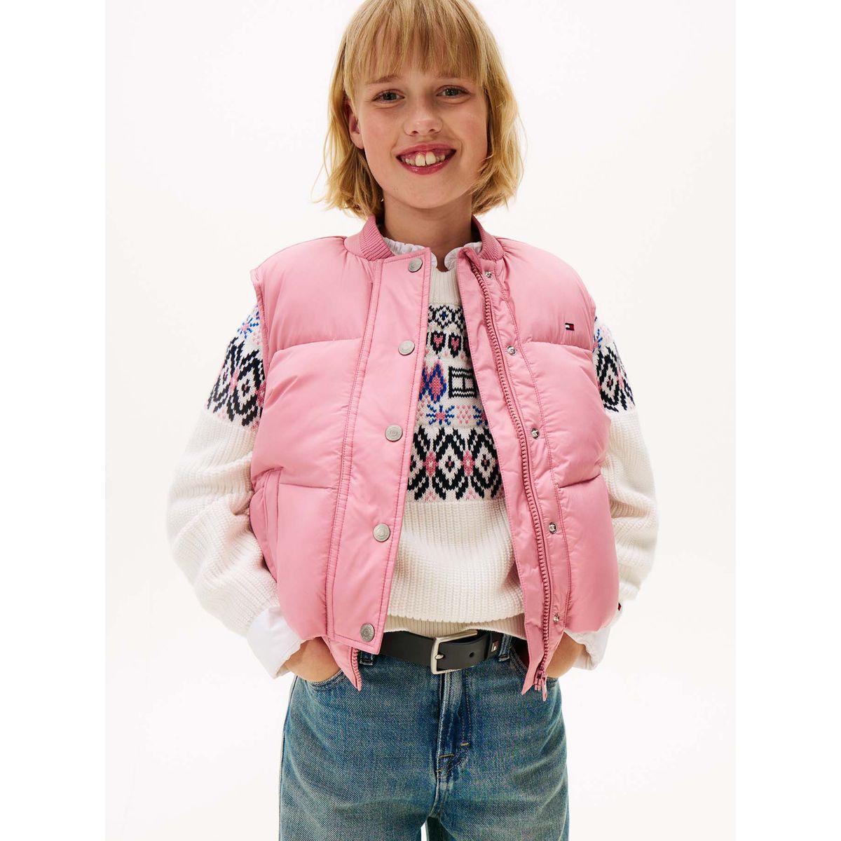 TOMMY HILFIGER - Chaleco rosado acolchado amplio de plumón Tommy Hilfiger