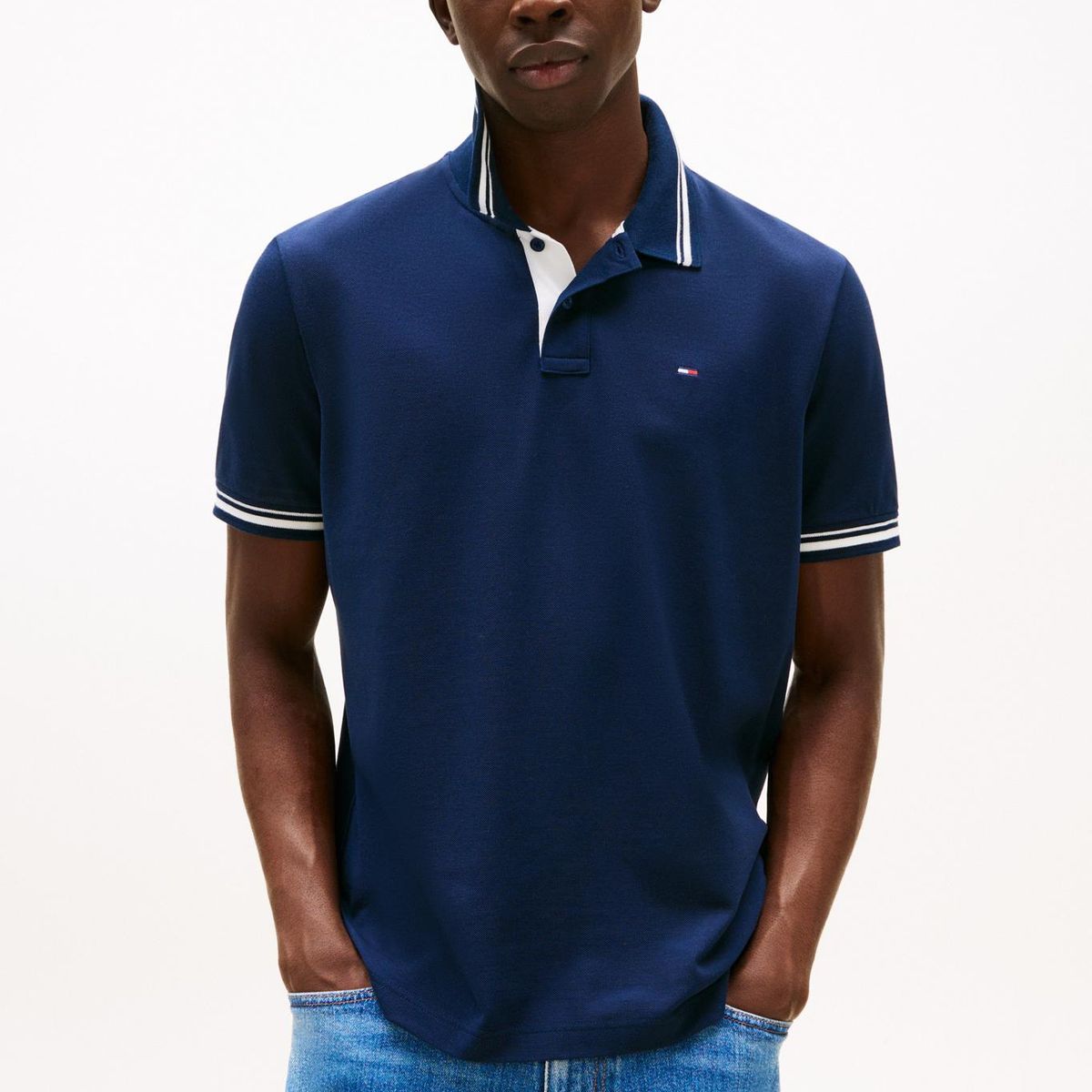 TOMMY HILFIGER - Polo azul de corte regular ribeteado Tommy Jeans