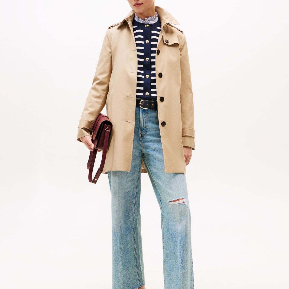 TOMMY HILFIGER - Rompe beige vientos trench con múltiples botones Tommy Hilfiger