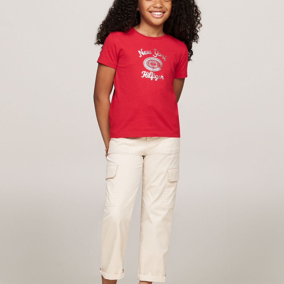 TOMMY HILFIGER - Camiseta roja con logotipo metalizado Tommy Hilfiger