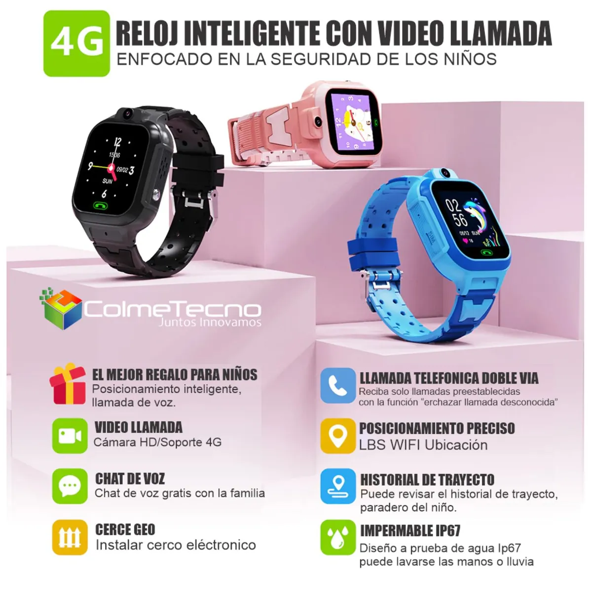 COLME TECHNOLOGY HOME - Smartwatch 4g Para Niños Gps Video Llamada T20 Homologado