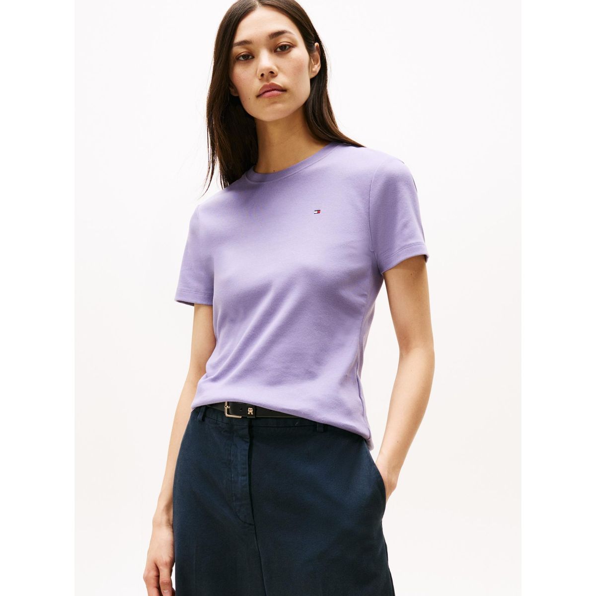 TOMMY HILFIGER - Camiseta morado slim de cuello redondo Tommy Hilfiger