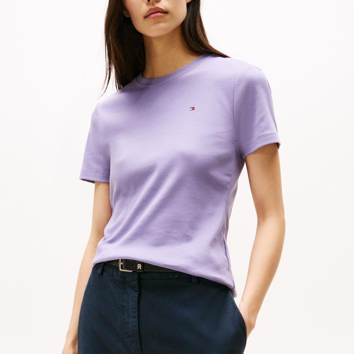 TOMMY HILFIGER - Camiseta morado slim de cuello redondo Tommy Hilfiger