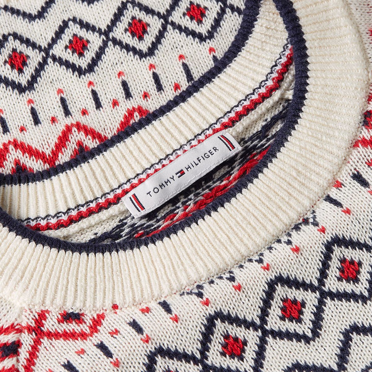 TOMMY HILFIGER - Cárdigan blanco cuello v con diseño AOP Fair isle Tommy Hilfiger