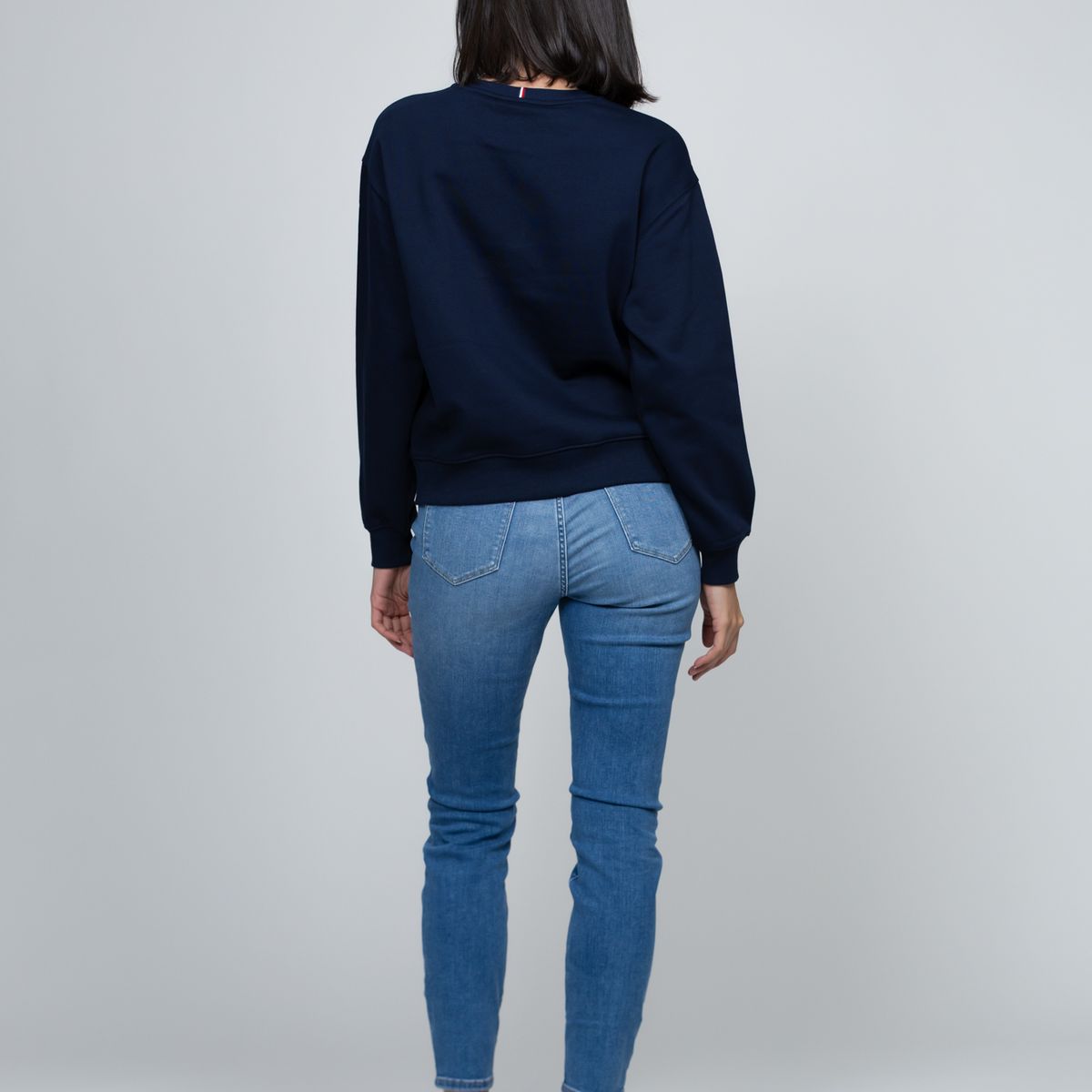 TOMMY HILFIGER - Saco celeste fleece de cuello redondo con logo gráfico Tommy Hilfiger