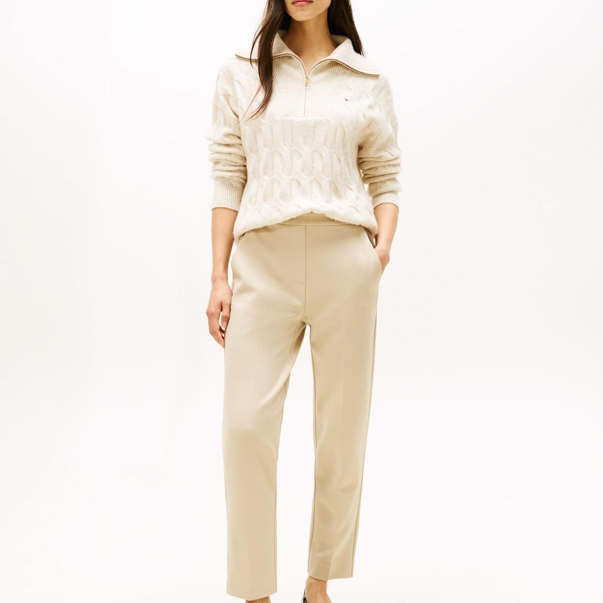 TOMMY HILFIGER - Pantalón beige pull on con logo Tommy Hilfiger