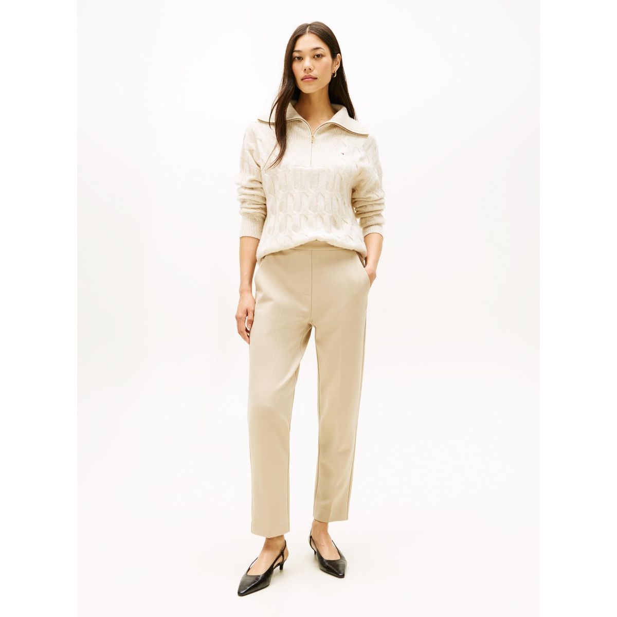 TOMMY HILFIGER - Pantalón beige pull on con logo Tommy Hilfiger