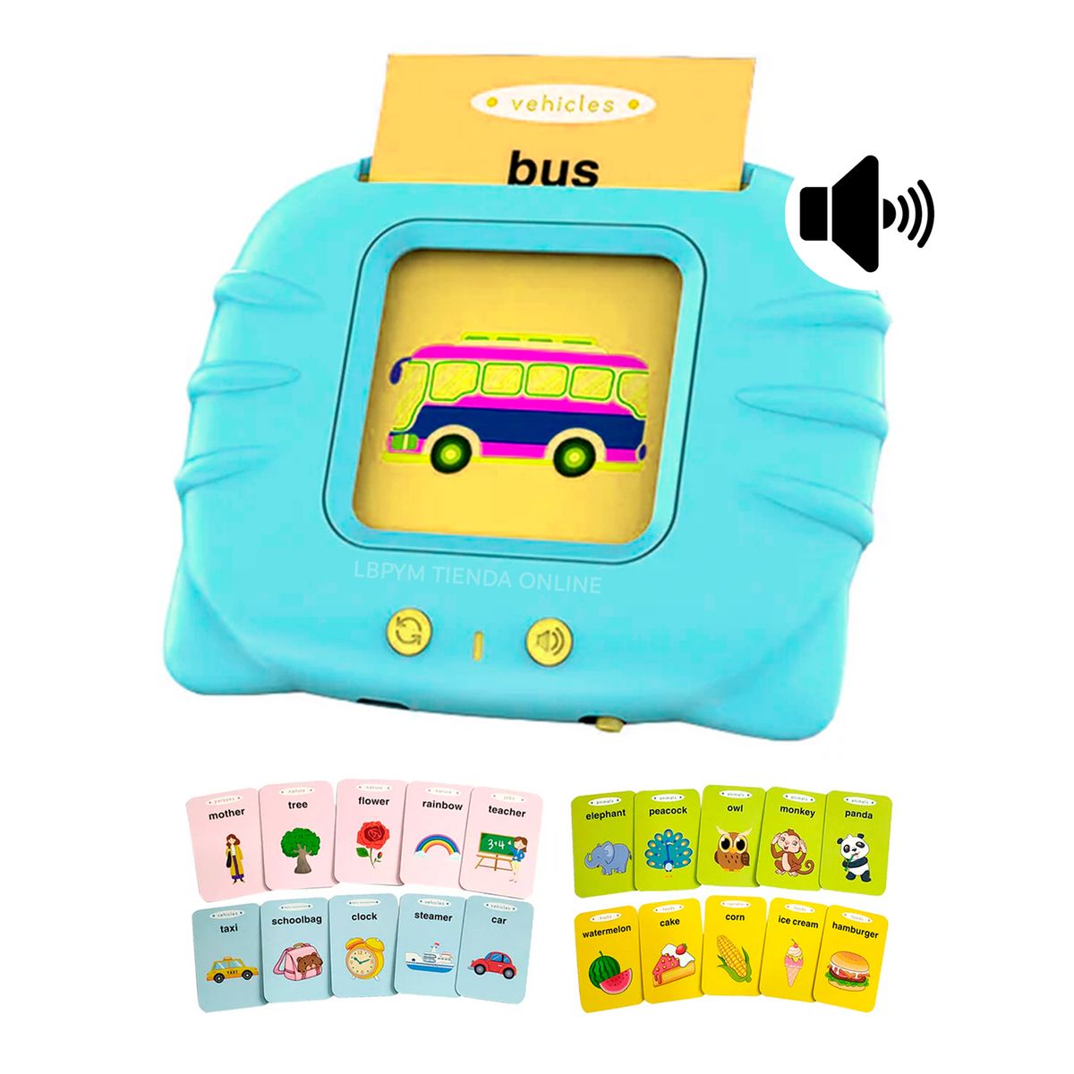 GENERICO - Juego Didáctico Bilingue para Niños Traductor Español Inglés con Altavoz +100 Cartas