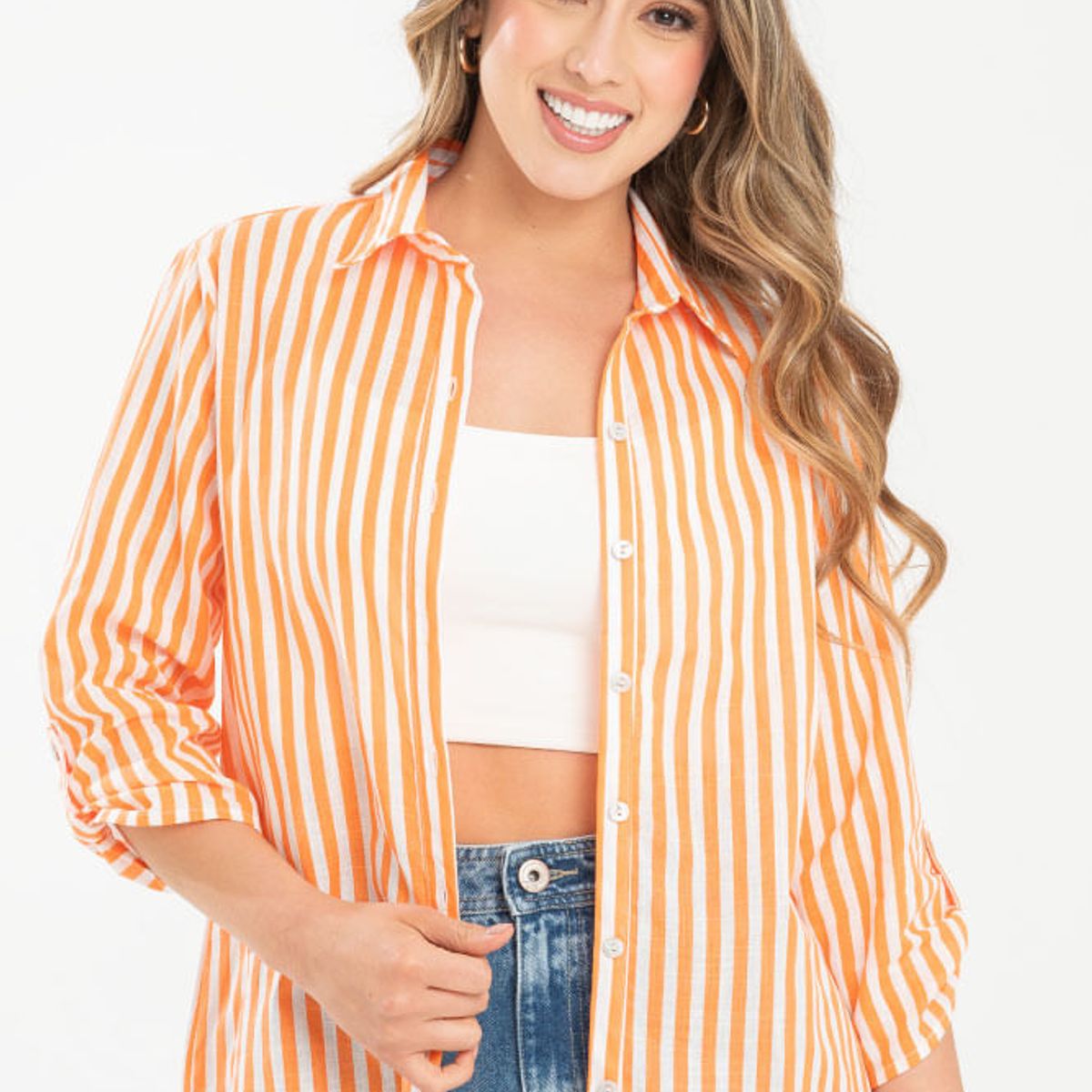 RAGGED - Camisa ferrer rayas Naranja Ragged