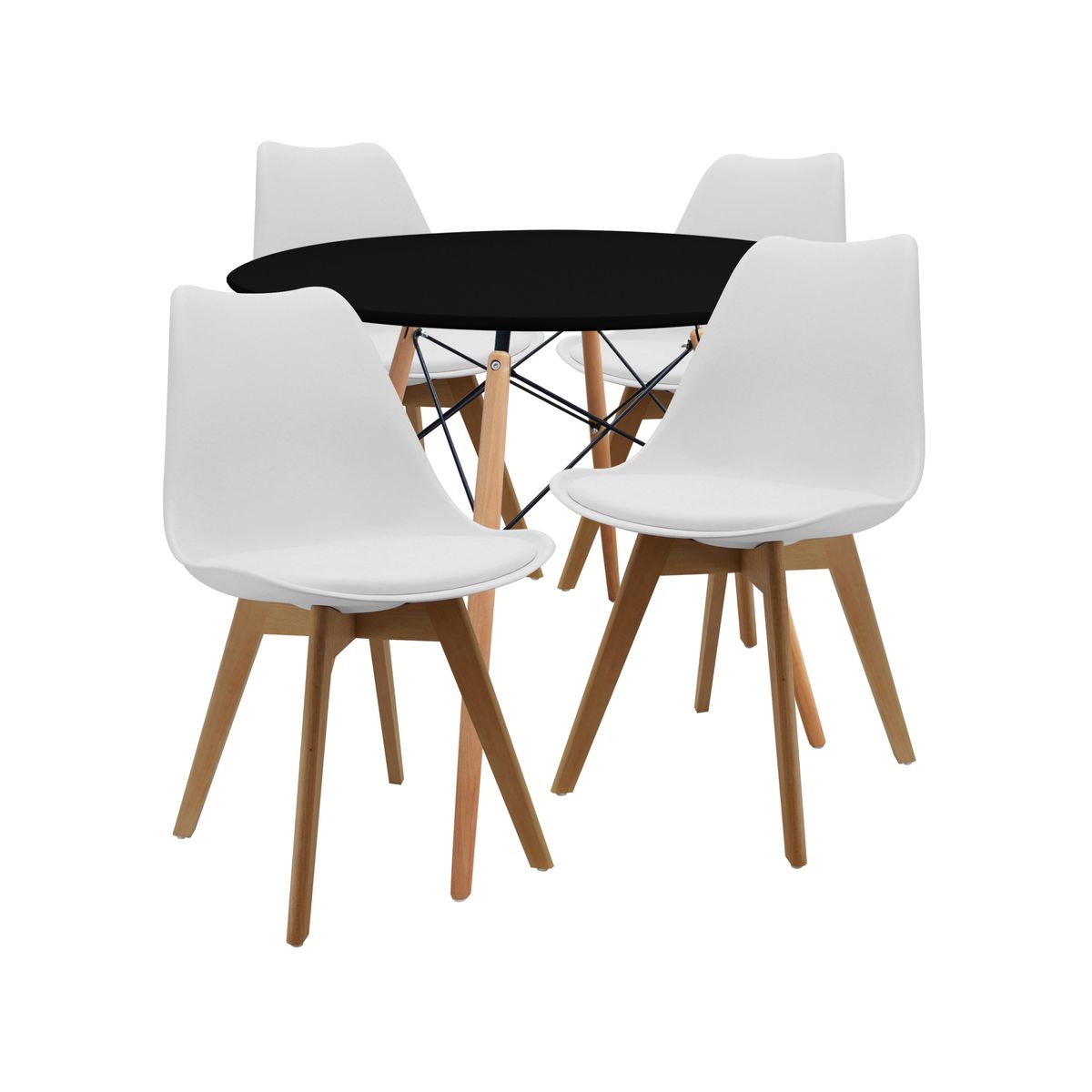 BOXBIT - COMEDOR 4 PUESTOS RENDONDO NEGRO/JOLY