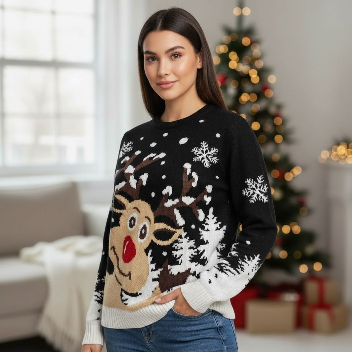 GENERICO - Saco Suéter Navideño Tejido Diseño Navidad Adultos Unisex